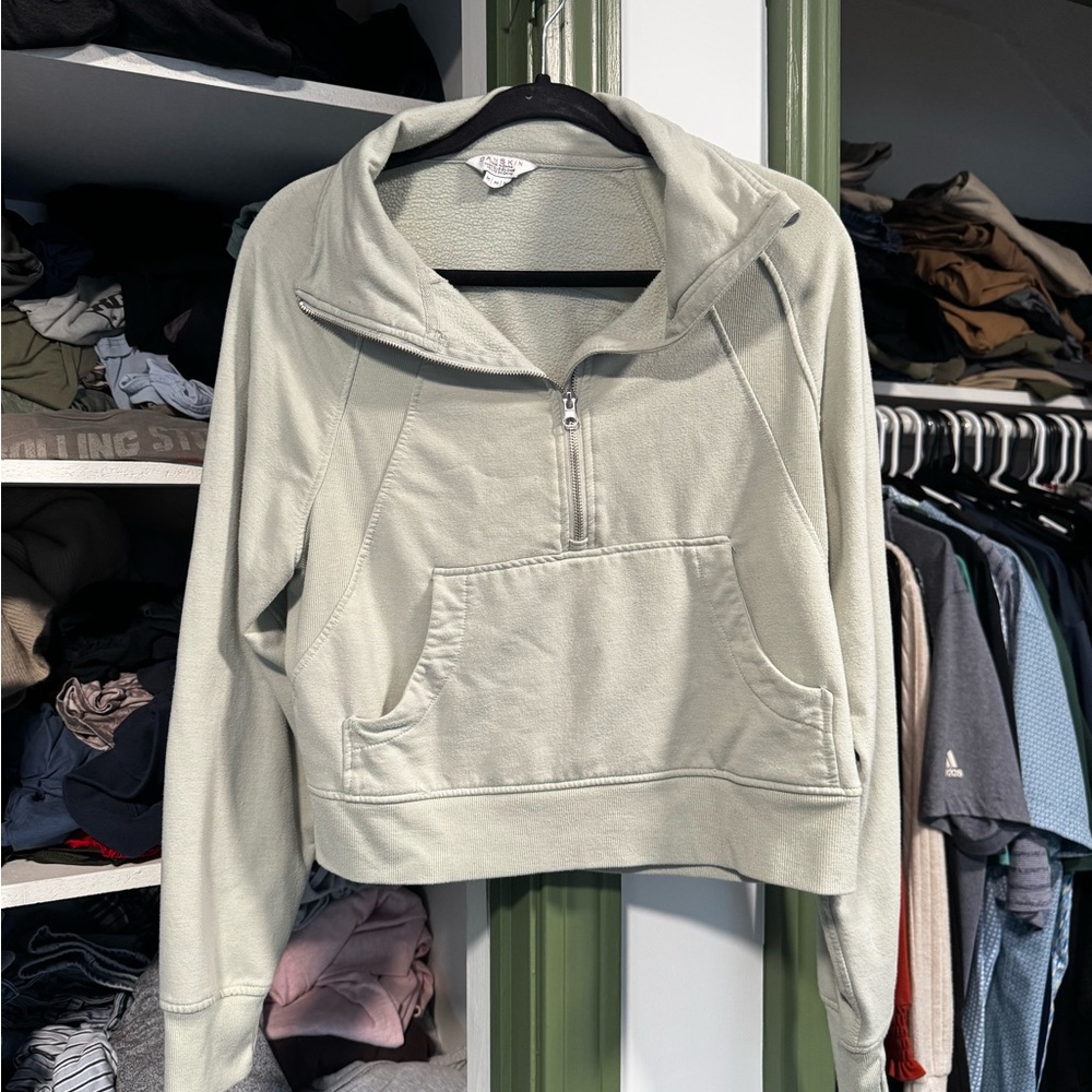 Women's Light Gray Quarter-Zip Top